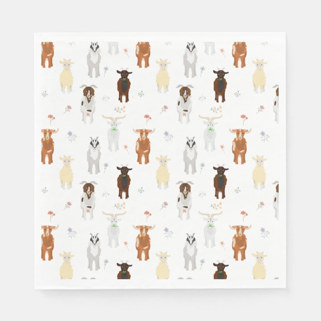 Cute Goats Farm Animals Napkin (Front)