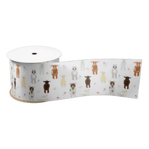 Cute Goats Farm Animals Satin Ribbon
