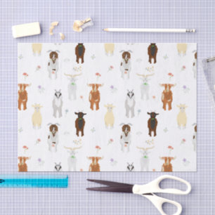 Cute Goats Farm Animals Tissue Paper