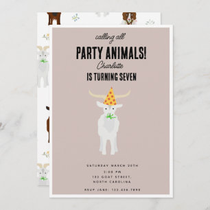 Cute Goats Farm Party Animals Goat Birthday Theme Invitation