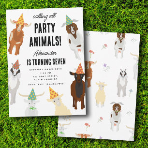 Cute Goats Farm Party Animals Goat Birthday Theme Invitation