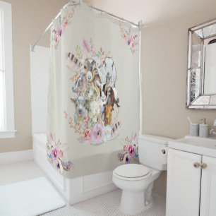 Cute GOATs Watercolor Goat Portraits GetYerGoat Shower Curtain