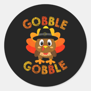 Cute Gobble Gobble Turkey Lgrim Little Boys Thanks Classic Round Sticker