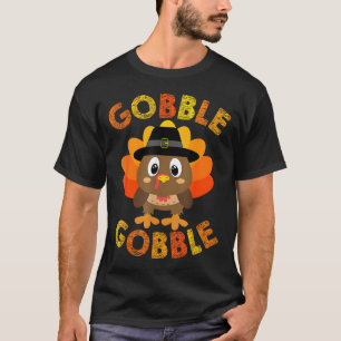 Cute Gobble Gobble Turkey Pilgrim Little Boys Than T-Shirt