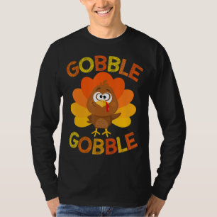 Cute Gobble Gobble Turkey Pilgrim Little Boys Than T-Shirt
