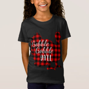 Cute Gobble Gobble Yall Ya'll Red Plaid Thanksgivi T-Shirt