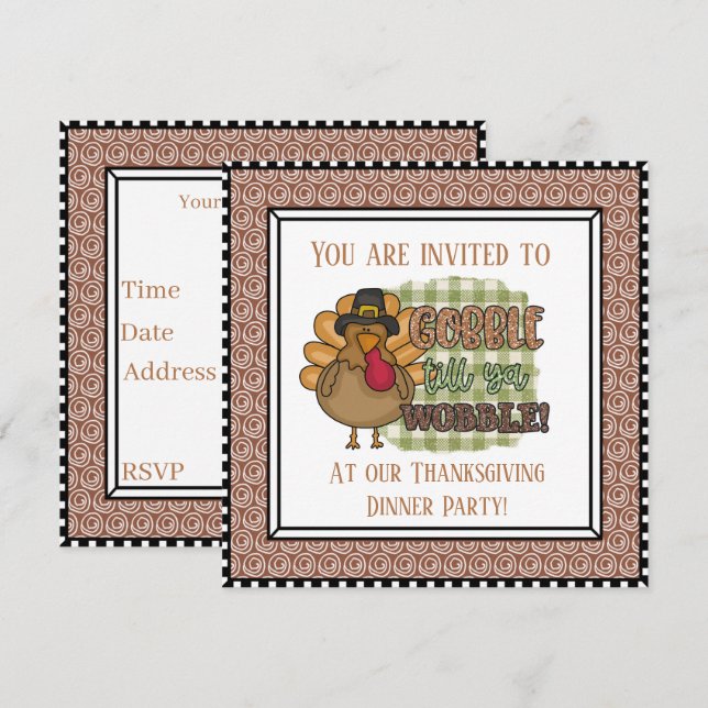 cute gobble wobble party Thanksgiving (Front/Back)