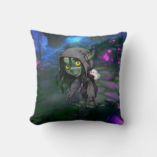 Cute Goblin in Cave Cushion