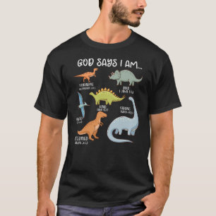 Cute God Say I Am Dinosaur Vintage Bible Christian T-Shirt