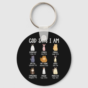Cute God Says I Am Cat Lover Christian Faith Bible Key Ring