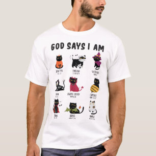 Cute God Says I Am Cat Lover Funny Christian Hallo T-Shirt