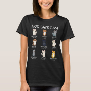 Cute God Says I Am Cat Lover Funny Christian Kids T-Shirt