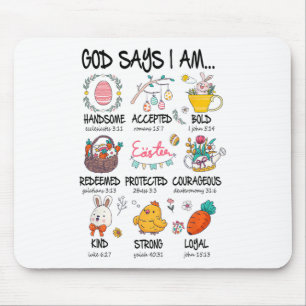 Cute God Says I Am Christian Jesus Happy Easter Da Mouse Pad