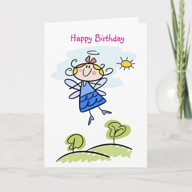 Cute Goddaughter Angel Personalised Holiday Card (Front)