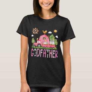 Cute Godfather Birthday Girl Pink Farm T-Shirt