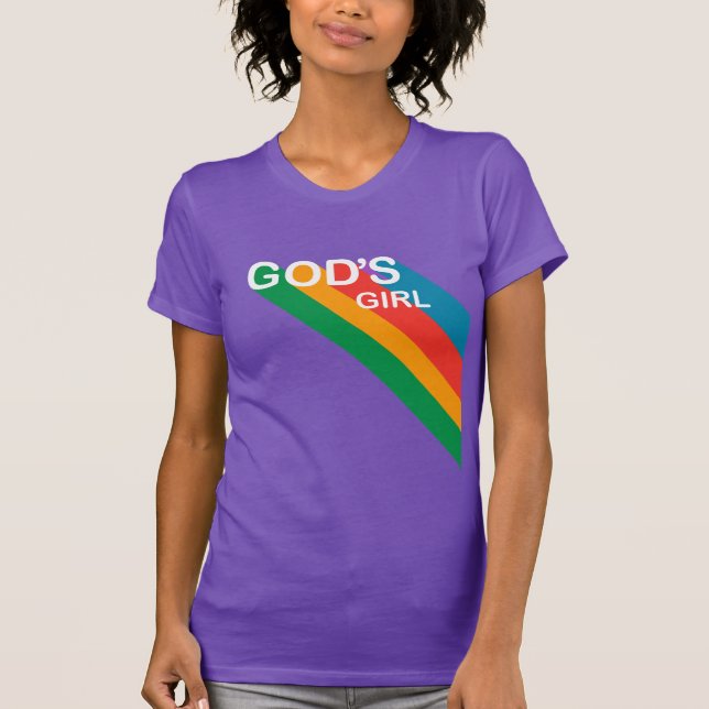 Cute God's Girl Rainbow Inspirational Christian T-Shirt (Front)