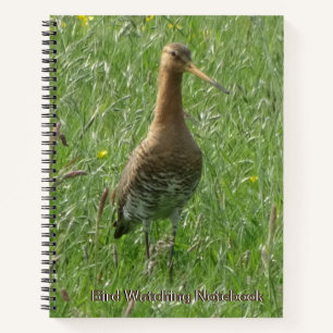 Cute Godwit in Grass Cust. Bird Watching Notebook