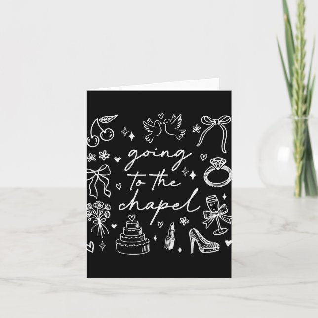 Cute Going To The Chapel Bride Bachelorette  Card (Front)