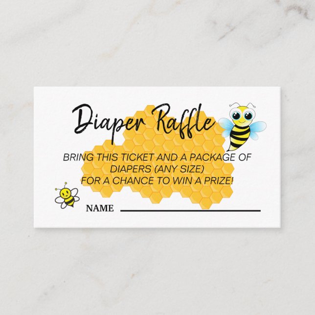 Cute Gold Bee Hive Baby Shower Diaper Raffle Game Enclosure Card (Front)