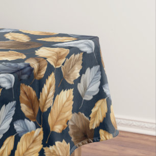 Cute Gold/Blue Autumn Leaves Tablecloth