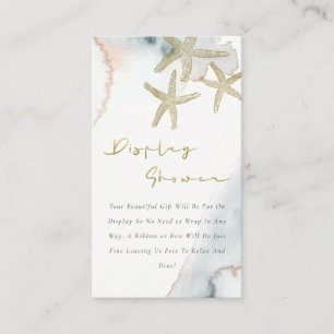 Cute Gold Blue Starfish Display Shower Baby Shower Enclosure Card