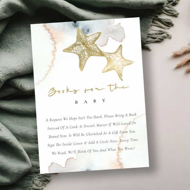Cute Gold Blue Starfish Display Shower Baby Shower Enclosure Card (Creator Uploaded)