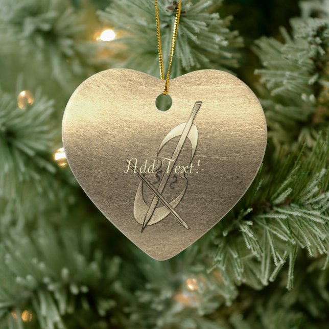 Cute Gold Cello Music Add Text Ornament (Tree)