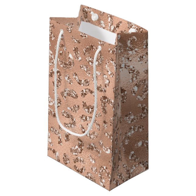 Cute Gold Cheetah Leopard Skin Print Pattern Small Gift Bag (Front Angled)