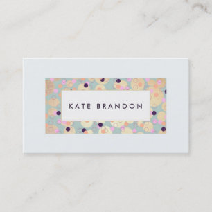 Cute Gold Circles and Colourful Confetti Light Blu Business Card