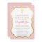 CUTE GOLD CROSS pretty baptism fancy polkadot pink