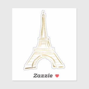 Cute Gold Eiffel Tower Custom-Cut Vinyl Sticker