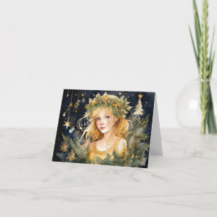 Cute Gold Fairy Christmas Card