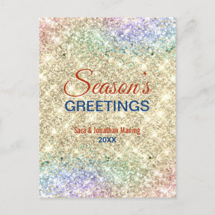 Cute gold faux glitter Christmas new year Postcard