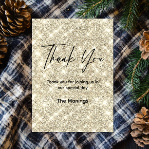 Cute gold faux glitter thank you  card