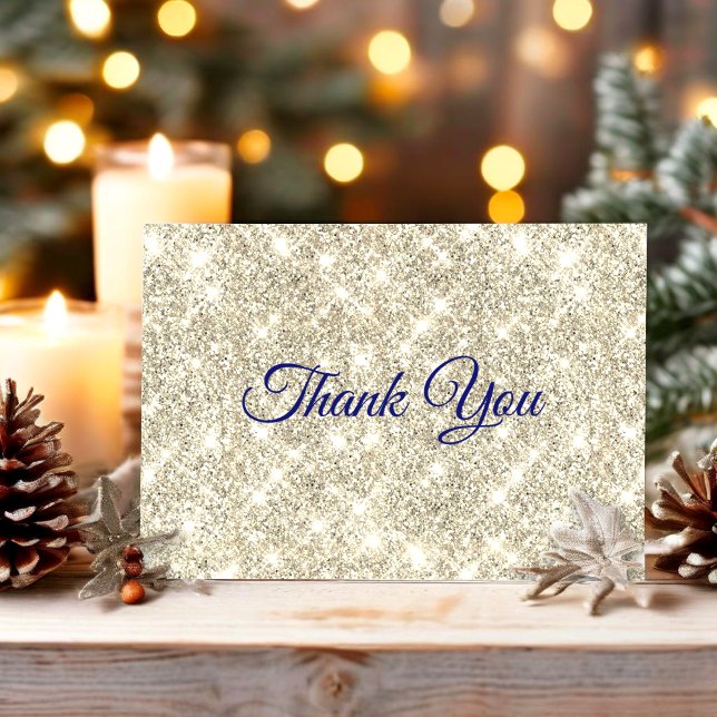 Cute gold faux glitter  thank you card (Creator Uploaded)