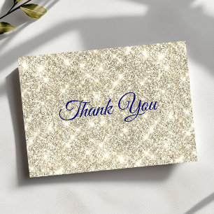 Cute gold faux glitter thank you card