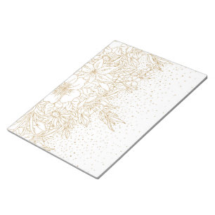 Cute Gold floral doodles and confetti design Notepad