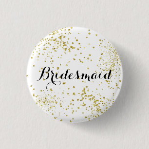 Cute Gold Glitter Bridesmaid Button