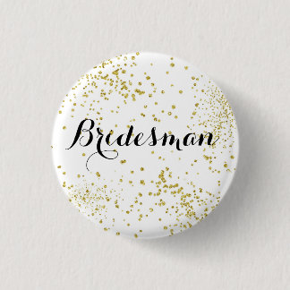 Cute Gold Glitter Bridesman Button
