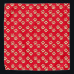 Cute Gold Glitter Paw Prints Red Pet Bandana<br><div class="desc">This adorable bandanna for pets features a cute faux gold glitter paw print pattern on a red background. Makes an excellent Christmas or Holiday gift for your pet!</div>