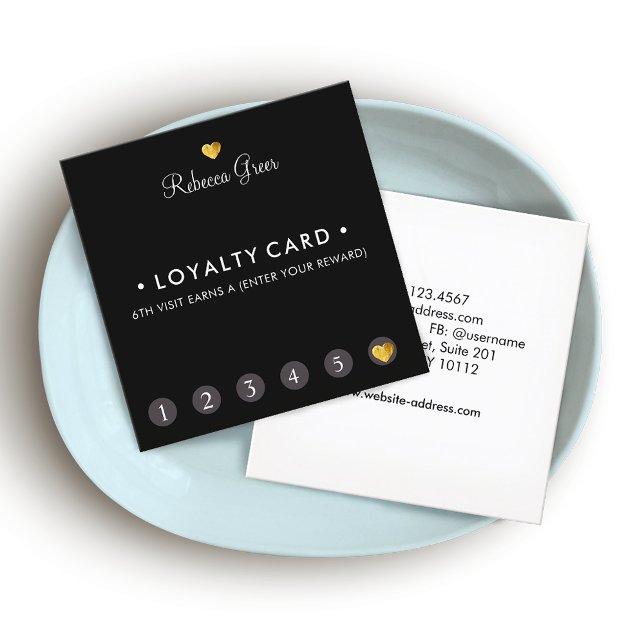 Cute Gold Heart 6 Punch Customer Loyalty Square (Creator Uploaded)