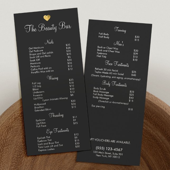 Cute Gold Heart Beauty Salon Price List Menu 2 (Creator Uploaded)