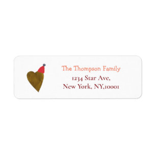 cute gold heart Christmas hat return address Label