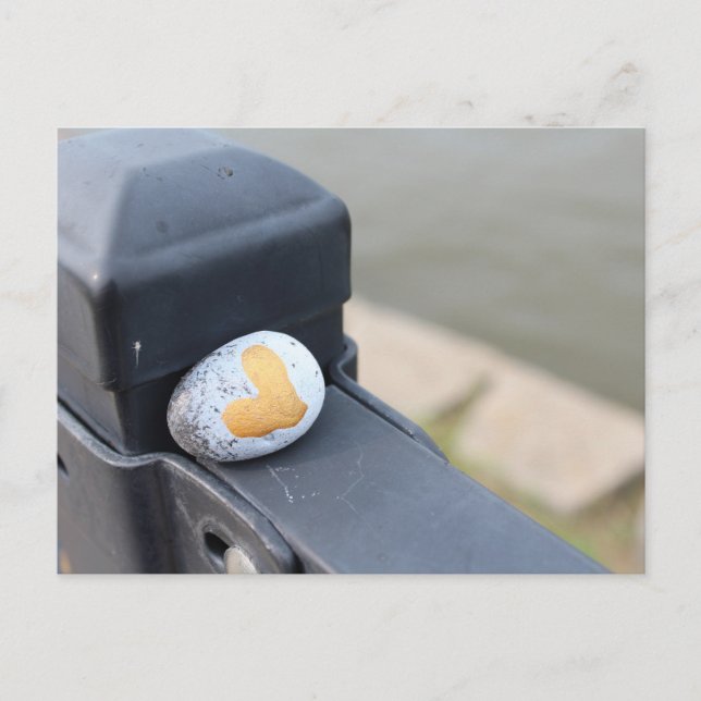 Cute Gold Heart Rock Postcard (Front)