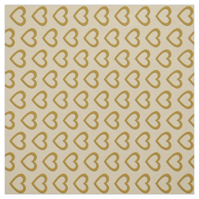 Cute Gold Hearts Pattern Cream Fabric (Swatch)