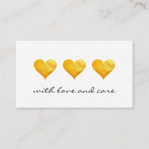 Cute Gold Hearts Thank You Business Card