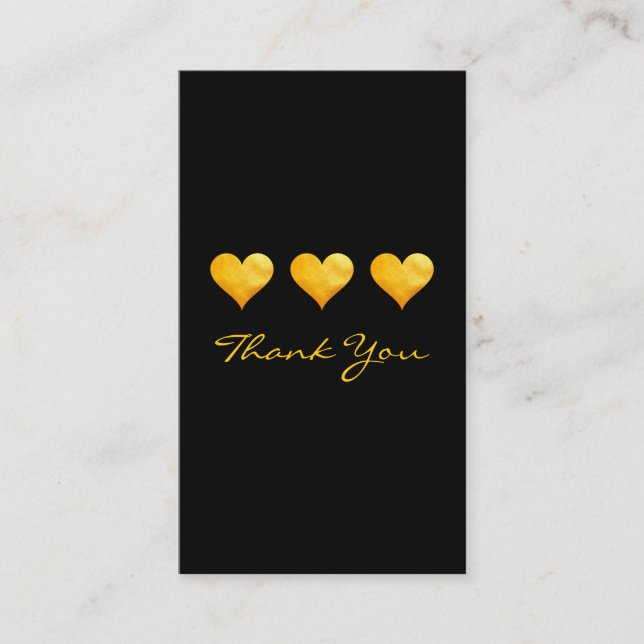 Cute Gold Hearts Thank You Business Card (Front)