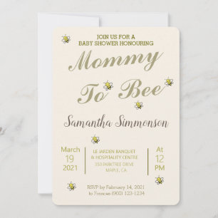 Cute Gold Mum To Bee Baby Shower Invitation