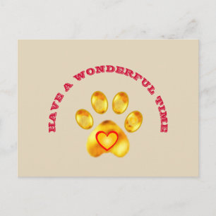 Cute Gold Paw Greeting Postcard