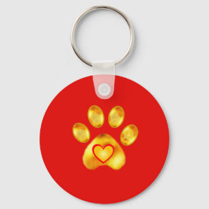 Cute Gold Paw Key Ring